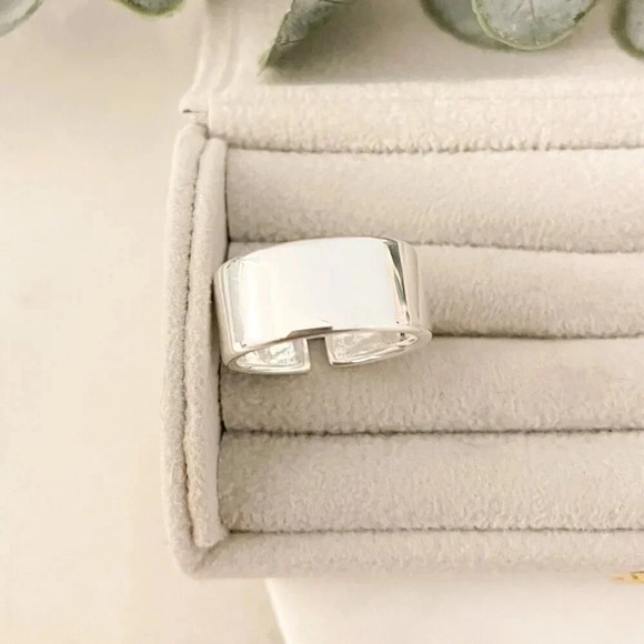 925 Sterling Silver Wide Ring Band Chunky Ring Band Minimalist Ring Stackable - Picture 6 of 7